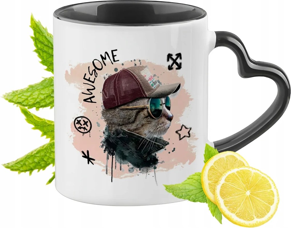 Cica Bögre Fekete Szív Alakú Füllel Ajándék