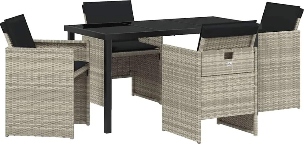 vidaXL Kert étkező szett 5 pcs Világosszürke polirattan