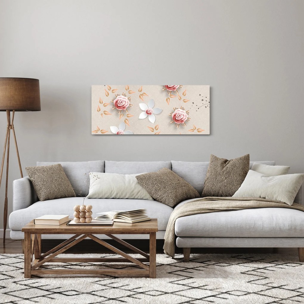 Kép - rózsa virágok (120x50 cm)
