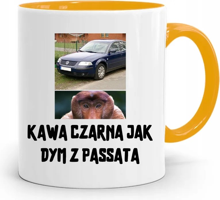 Bögre Sárga Hordozó Janusz Fekete, Mint A Füst Passat Nyomtatott Fotóval