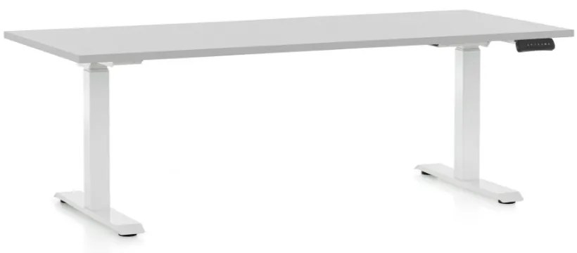 Állítható magasságú asztal OfficeTech D, 180 x 80 cm, fehér alap, világos szürke