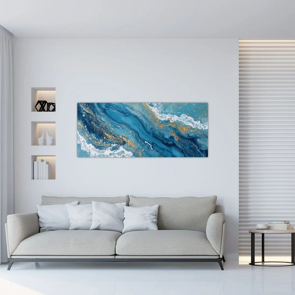 Kép - Világoskék márvány arannyal II. (120x50 cm)