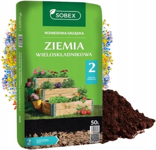 Többkomponensű kerti ágyás emelt 50L