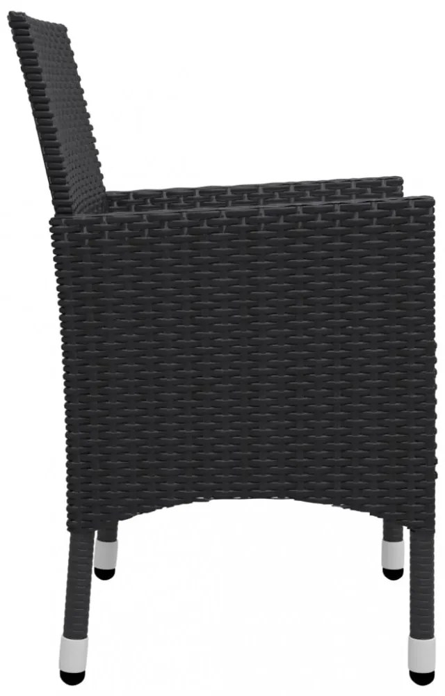 9 részes fekete polyrattan és üveg kerti étkezőgarnitúra