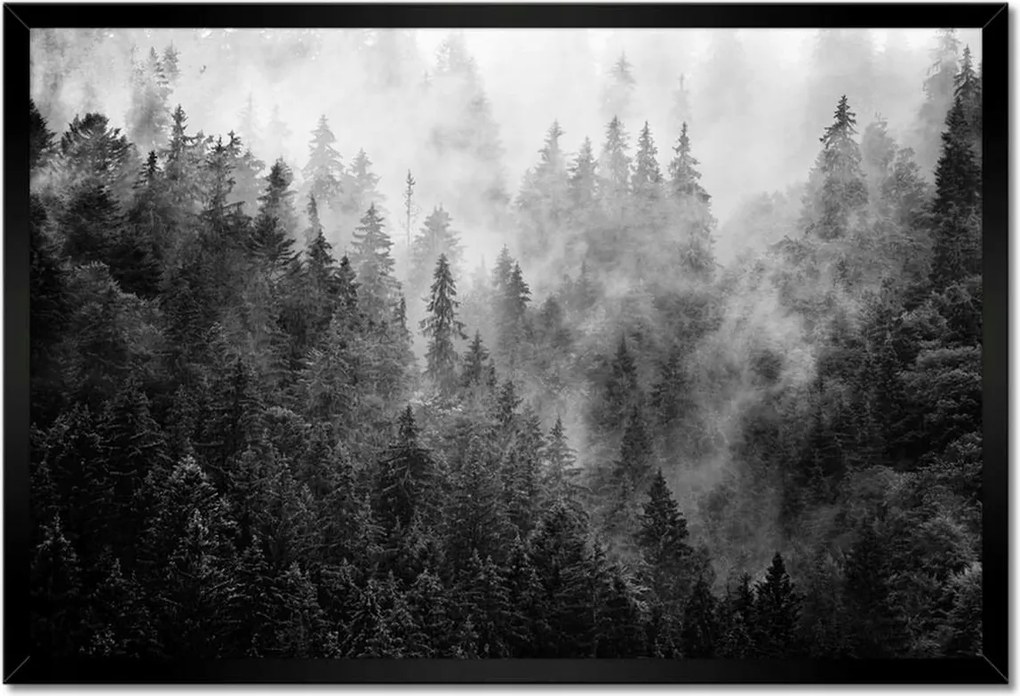 Poszter keretben 60x40 Tájkép Szürke Hegyek Köd