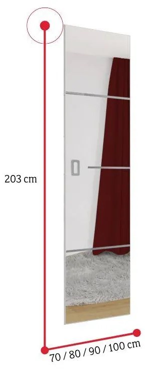 EVAN 2 tolóajtó tükörrel + ajtókeret, 90x205, fehér