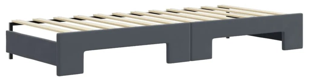 sötétszürke kihúzható bársony heverő fiókkal 80 x 200 cm