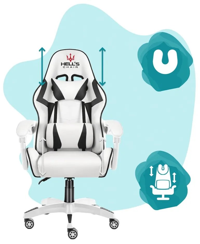 Gyerek gamer szék HC-1007 - fehér-fekete