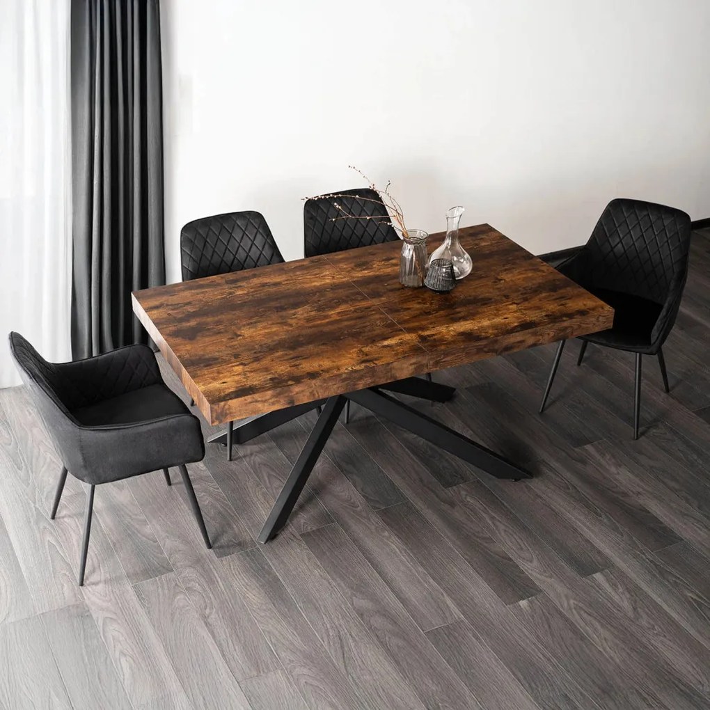 HAMPTON bővíthető asztal 160-240 cm rusztikus tölgy/fekete