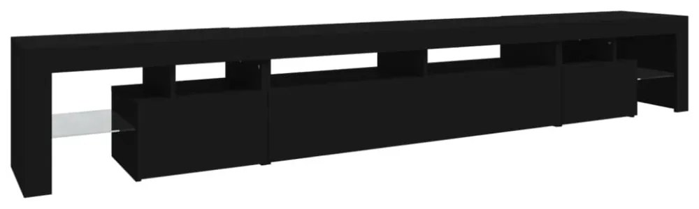 fekete TV-szekrény LED-világítással 260x36,5x40 cm