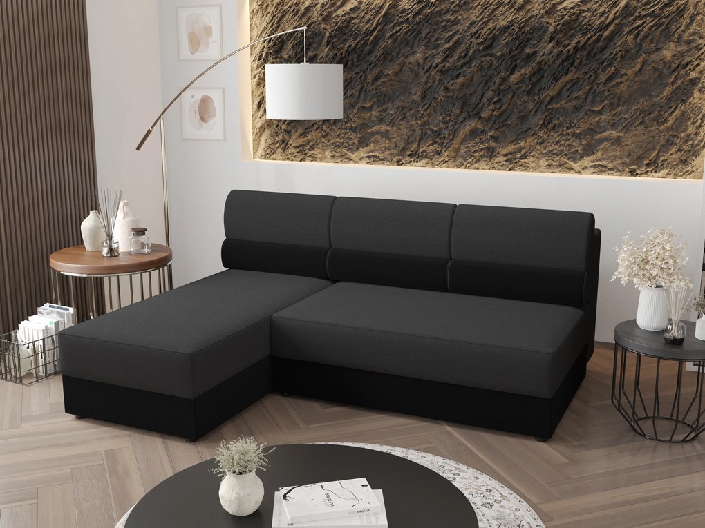 Sarok ülőgarnitúra Radiant L1 (fekete + sötétszürke) (B). 1062201