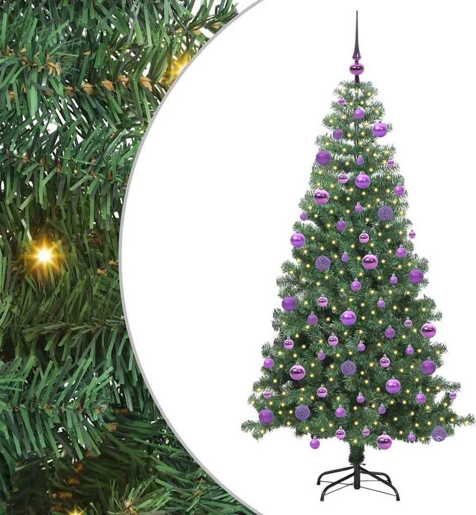 vidaXL Karácsonyfa 300 LED-del állvánnyal Zöld 240 cm PVC
