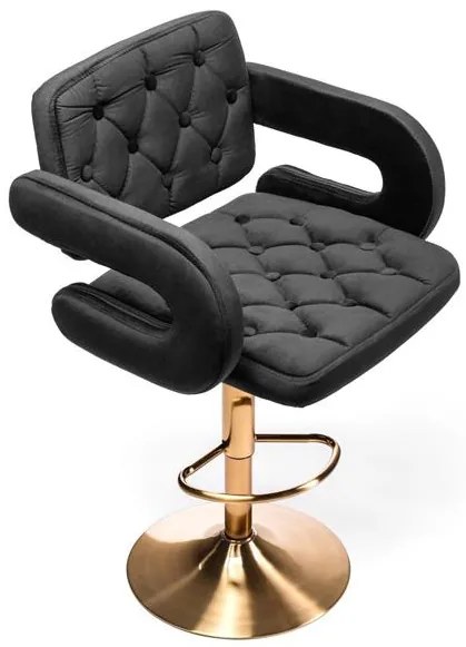 HR8403W Fekete modern velúr szék arany lábbal