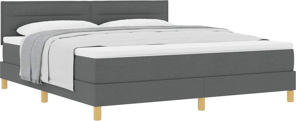 vidaXL Boxrugós ágy matracmal Sötétszürke 180 x 200 cm szövet