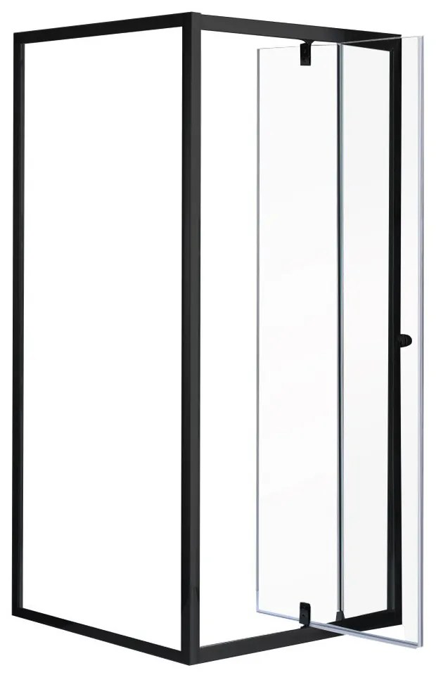 Flexi falsíkra szerelhető szögletes zuhanykabin 80x80 cm zuhanytálca nélkül fekete