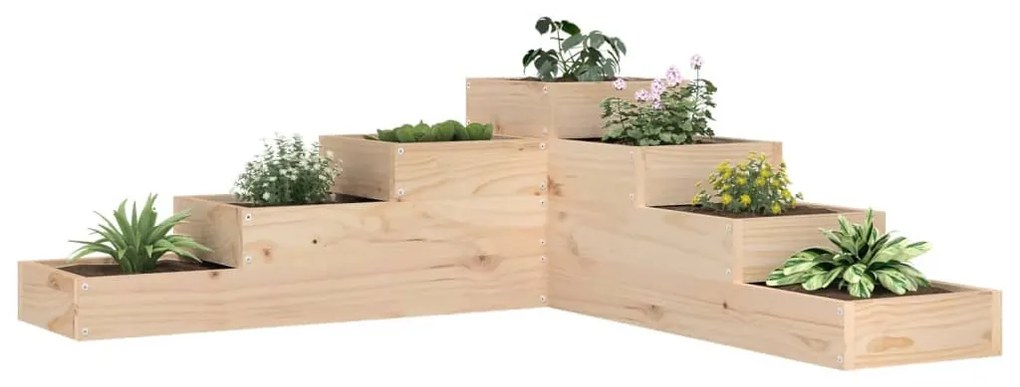 4-szintes kerti virágláda tömör fenyőfából, 106 x 104,5 x 36 cm