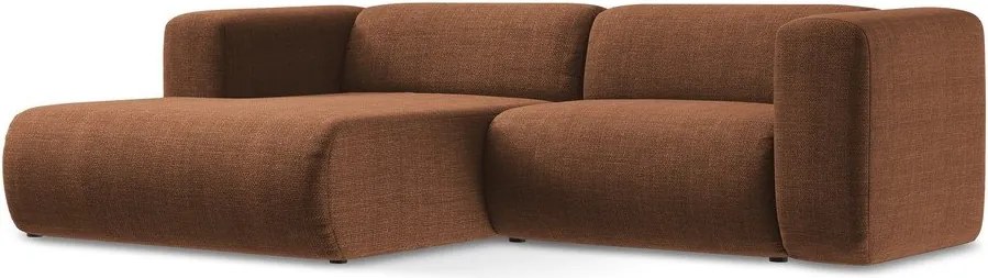 Terrakotta színű sarokkanapé (bal oldali-heverő résszel) Ekahi – Makamii