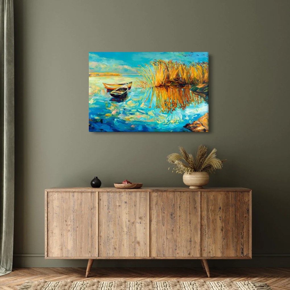 Kép - Tó csónakokkal (90x60 cm)