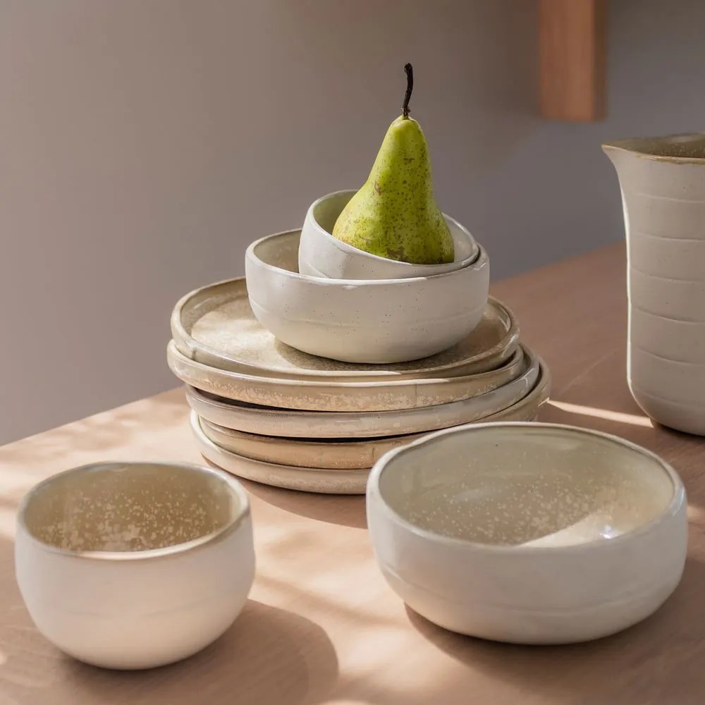 Fehér-bézs kő tálka szett 2 db-os ø 10 cm Sand Grain – Mette Ditmer Denmark