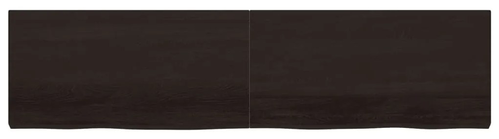 sötétbarna kezelt tömör tölgyfa fali polc 200 x 50 x (2-6) cm