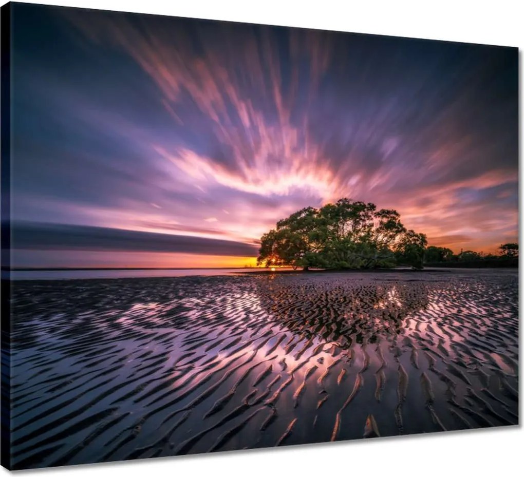 Vászonkép 50x40 Gyönyörű lila tájkép