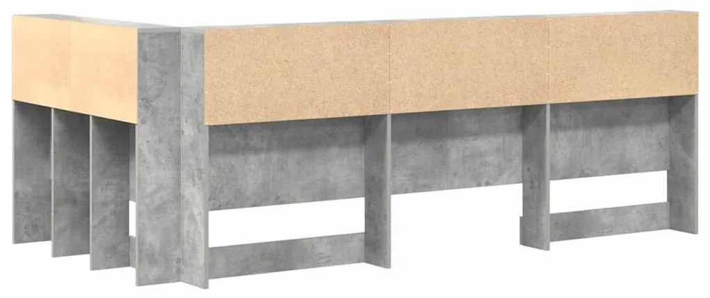 Tároló fejtámla polcokkal tárolóval Beton szürke 80 cm Faanyag