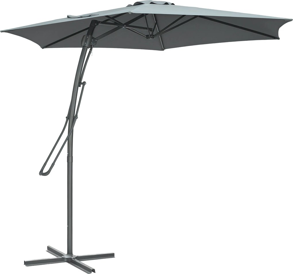 Outsunny oldalkaros napernyő Ø 293 cm – oldalkar, keresztalappal, vízlepergető, szellőző, UV-védelem, sötétszürke | Aosom