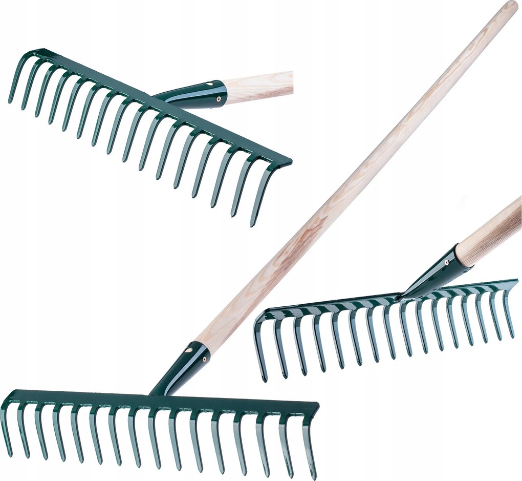 Kerti Fűlevél Gereblye Fa Szár 138 cm Gereblye 16 Fogú Tömör