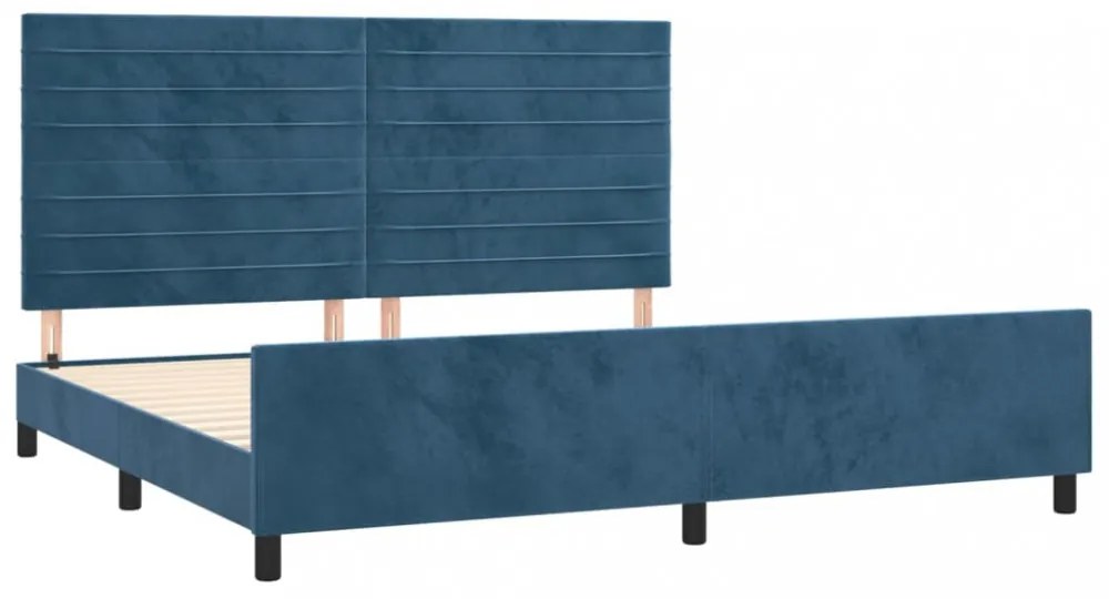 sötétkék bársony ágykeret matrac nélkül 200x200 cm