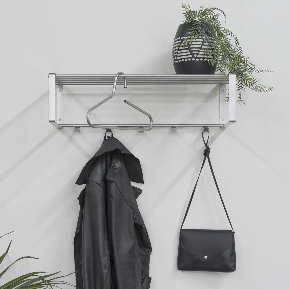 Ezüstszínű fém fali fogas polccal Rex – Spinder Design
