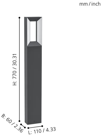 Eglo 98728 - LED Kültéri lámpa RIFORANO 2xLED/5W/230V IP44 77 cm