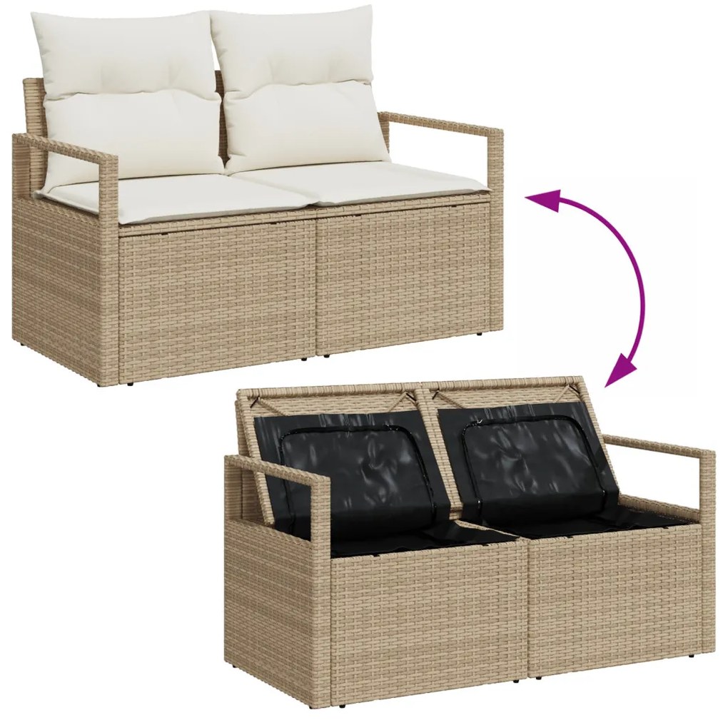 9 részes kerti kanapészett párnákkal Barna Poly Rattan