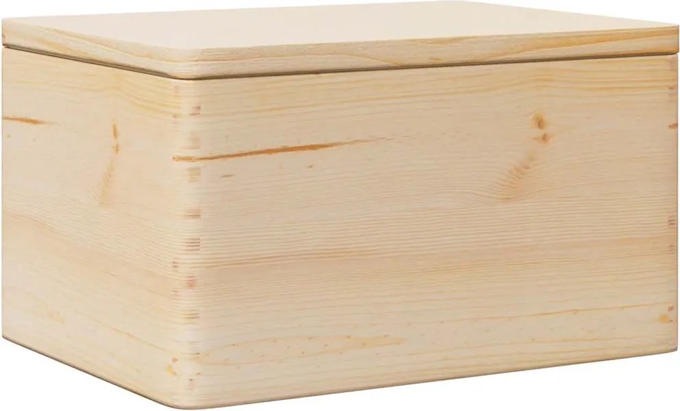 vidaXL Fa doboz fedővel 40x30x23 cm tömör fa fenyő