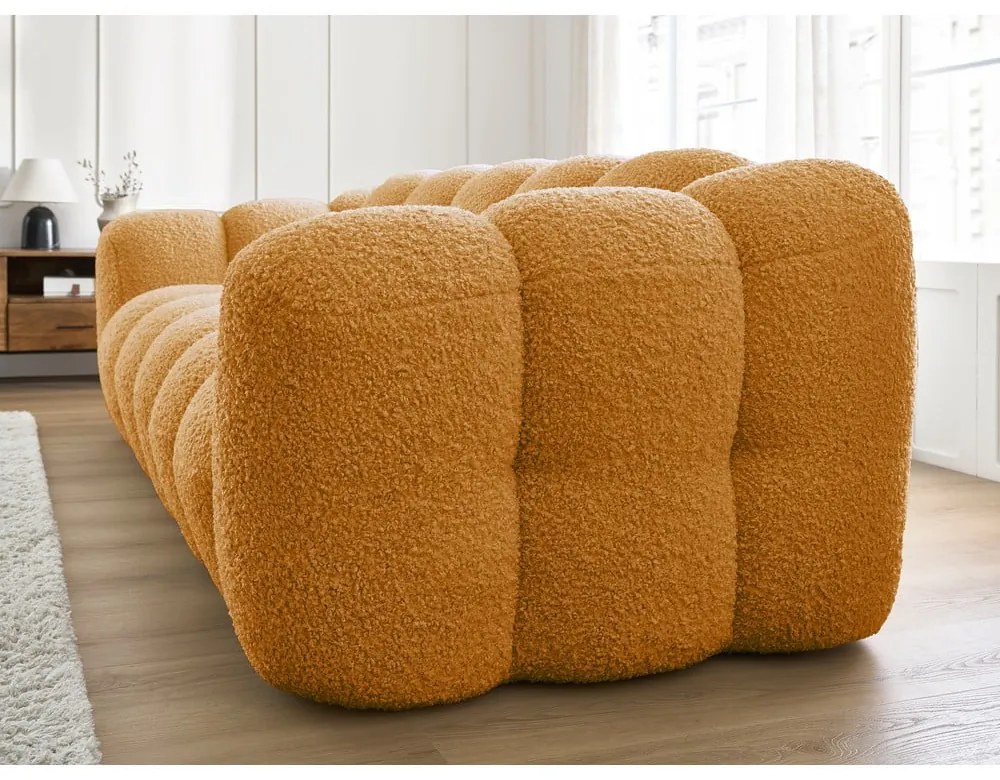 Mustársárga buklé kanapé 232 cm Hippolyte – Bobochic Paris