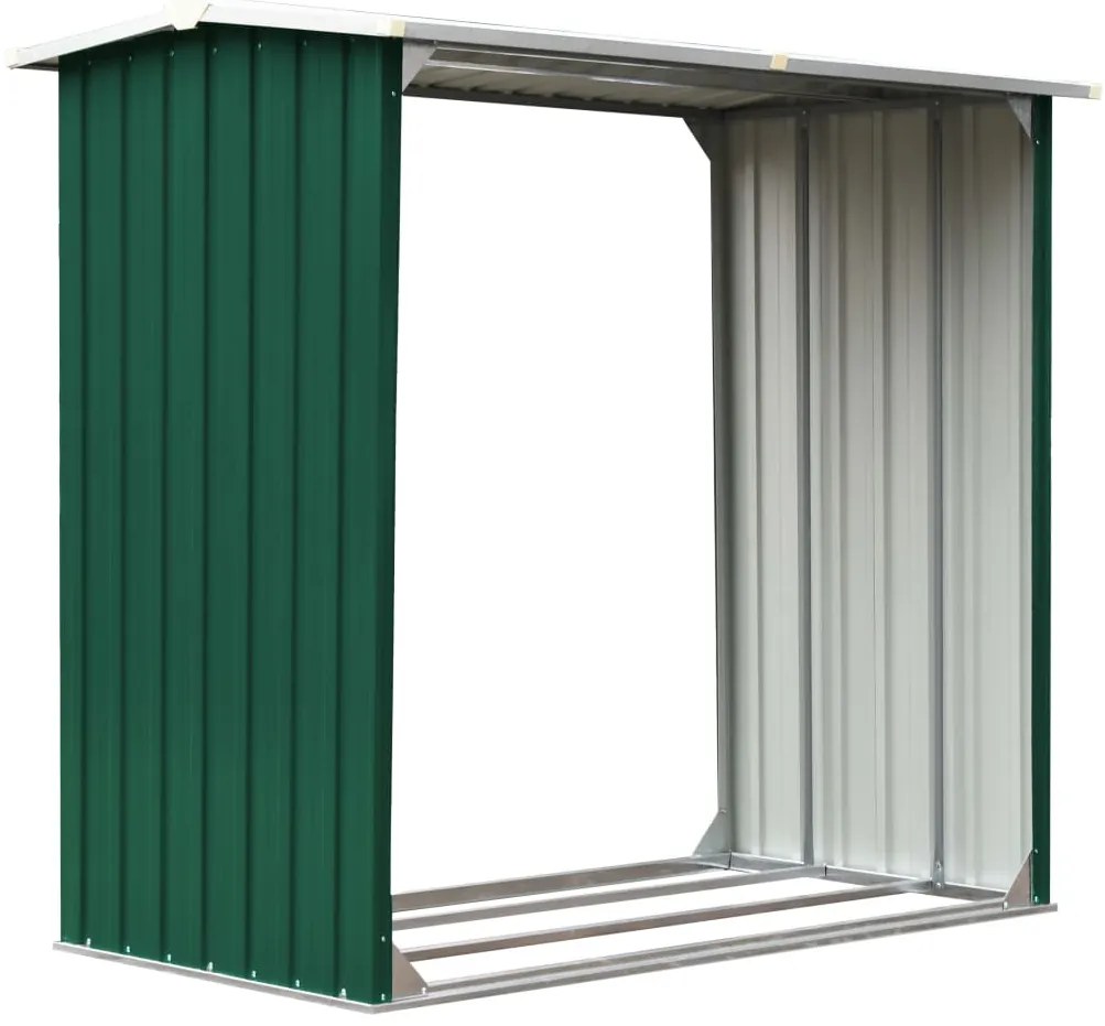 vidaXL zöld horganyzott acél kerti tűzifatároló 172 x 91 x 154 cm