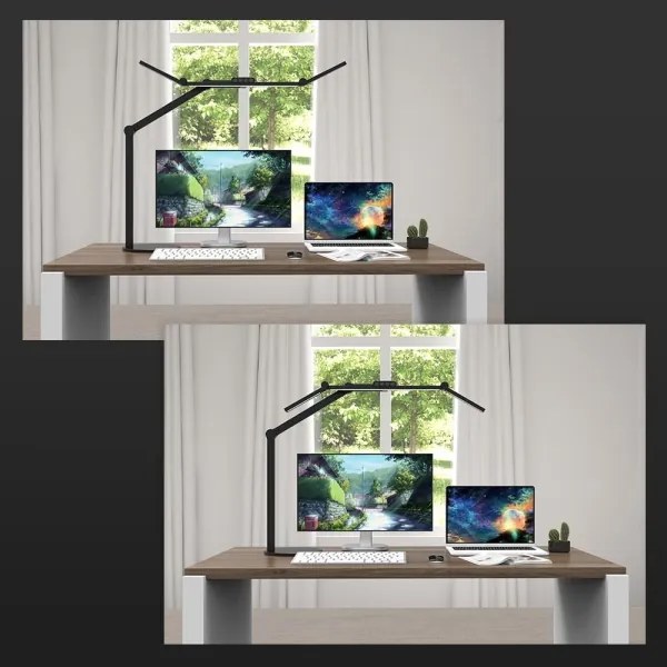 LED érintős asztali lámpa, állítható fényerő, 24W, 3000-6500K, CRI 92, fekete