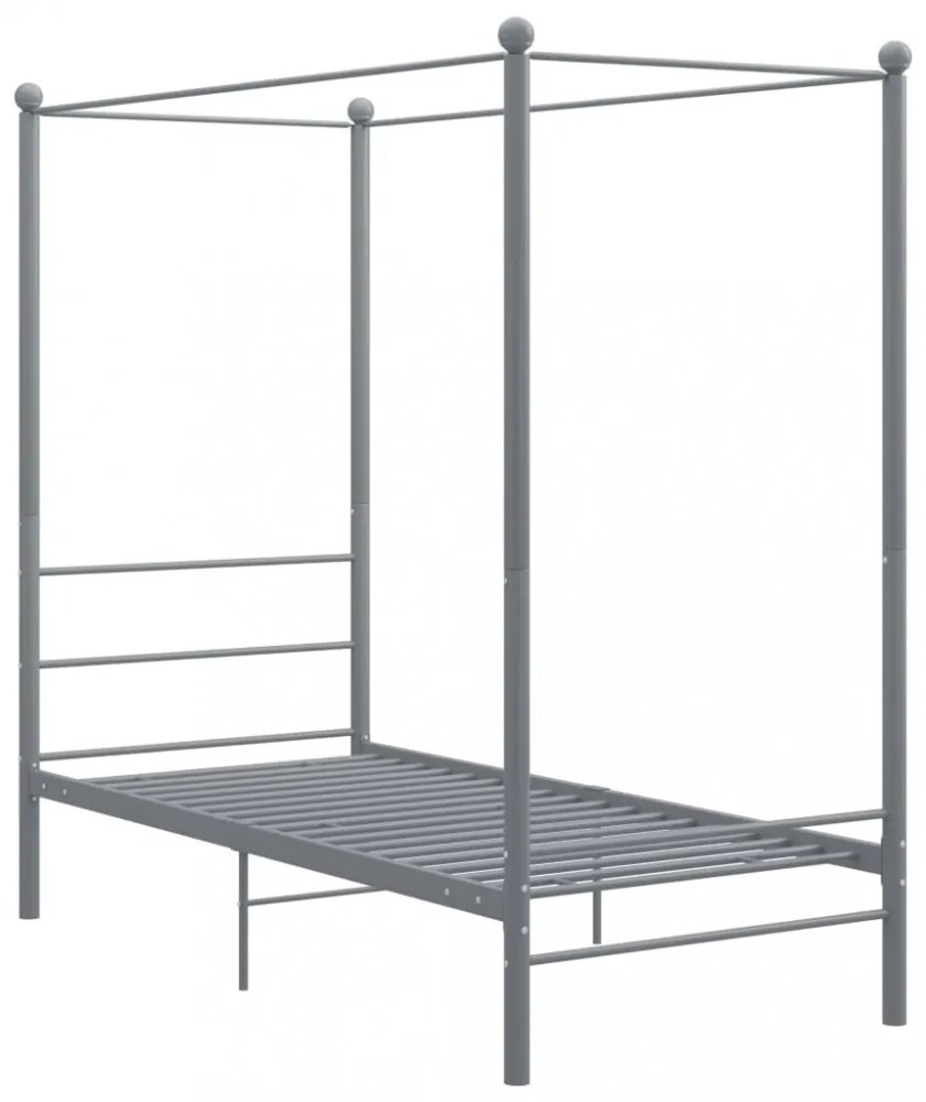 szürke fém baldachinos ágykeret 90 x 200 cm