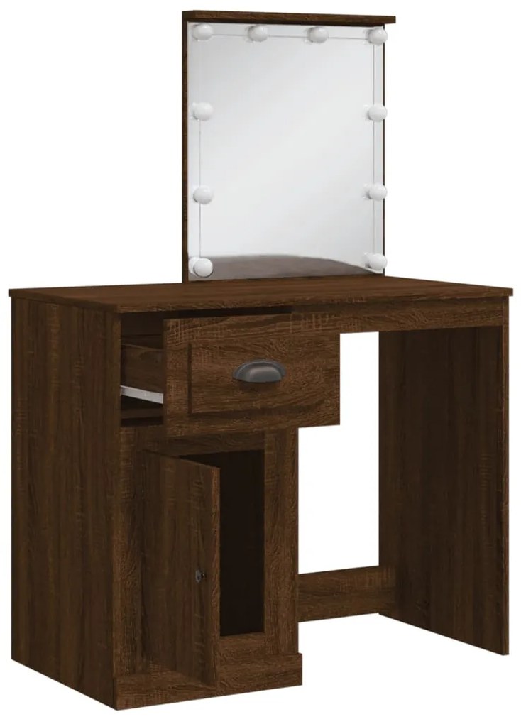 világosbarna tölgy fésülködőasztal LED-lámpákkal 90x42x132,5 cm