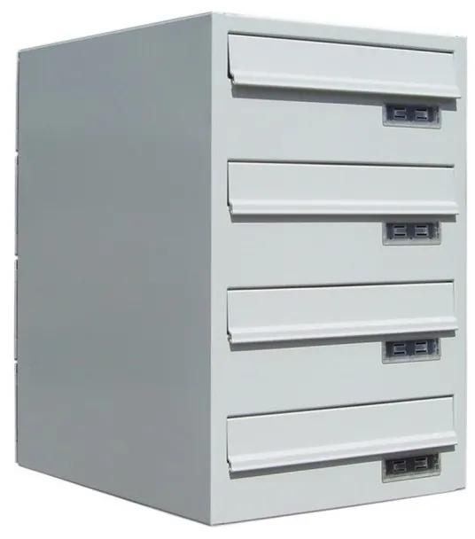 MO 30 moduláris postaláda kétoldalas, 4db RAL 9016 / Fehér