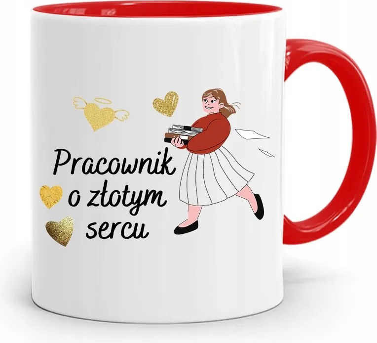 Munkavállalóknak Piros Arany Szívű Bögre fényképes nyomtatással
