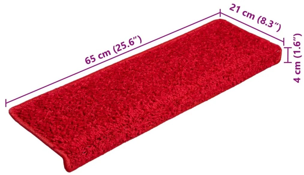 10 db piros lépcsőszőnyeg 65 x 21 x 4 cm