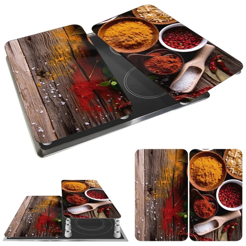 Edzett üveg tűzhely fedőlap szett 2 db-os 30x52 cm Spices – Wenko