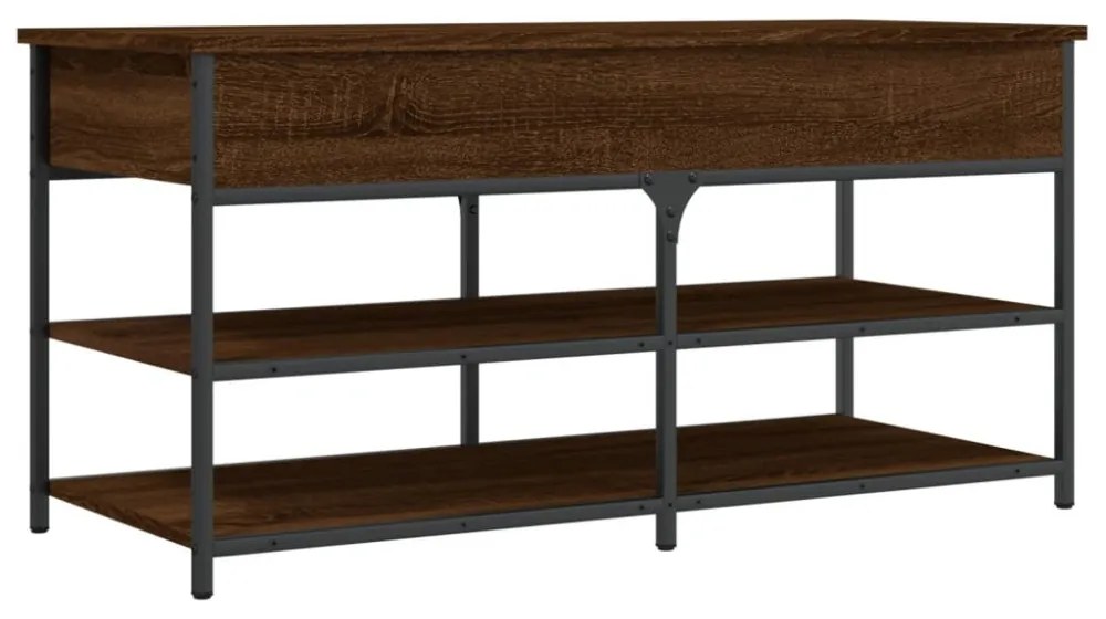 barna tölgy színű szerelt fa cipőtároló pad 100 x 42,5 x 50 cm