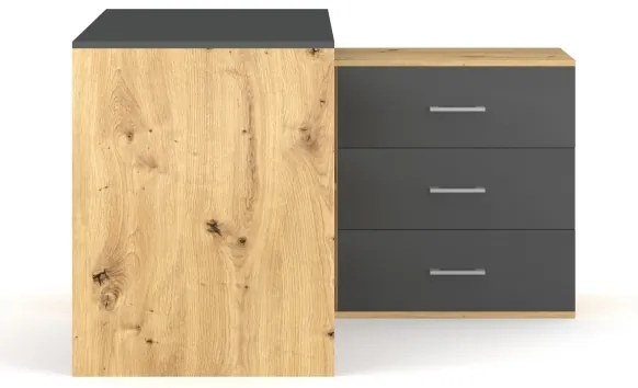 Íróasztal fiókokkal és univerzális jobb/bal sarokmegoldással JULES, artisan tölgy/antracit