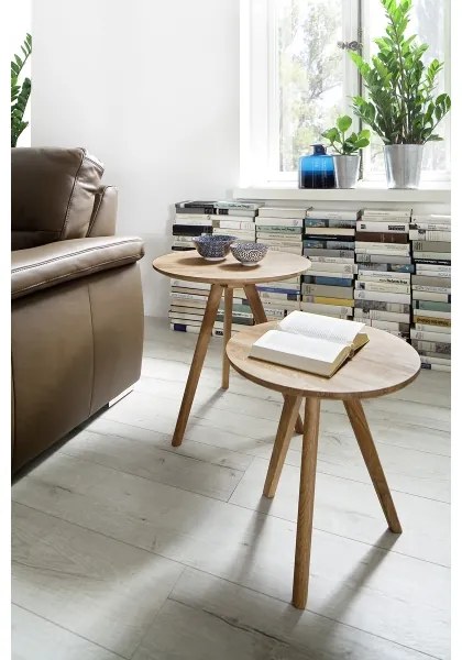 VEYLOR dohányzóasztal 2 darabos szett – tölgy