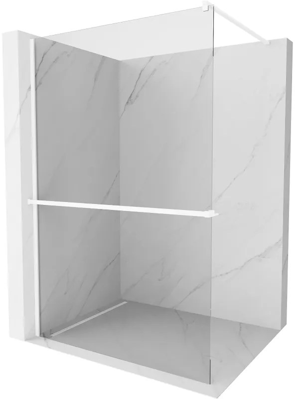 Mexen Kioto+, Walk-In zuhany paraván polccal és akasztóval 70 x 200 cm, 8 mm átlátszó üveg, fehér profil, 800-070-121-20-00