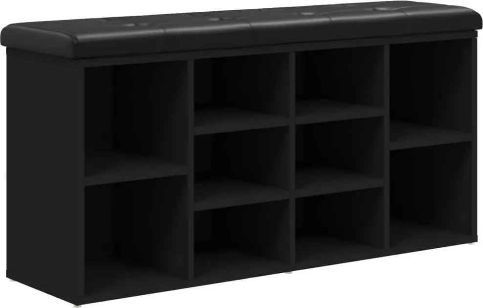 vidaXL fekete szerelt fa cipőtároló pad 102 x 32 x 50 cm