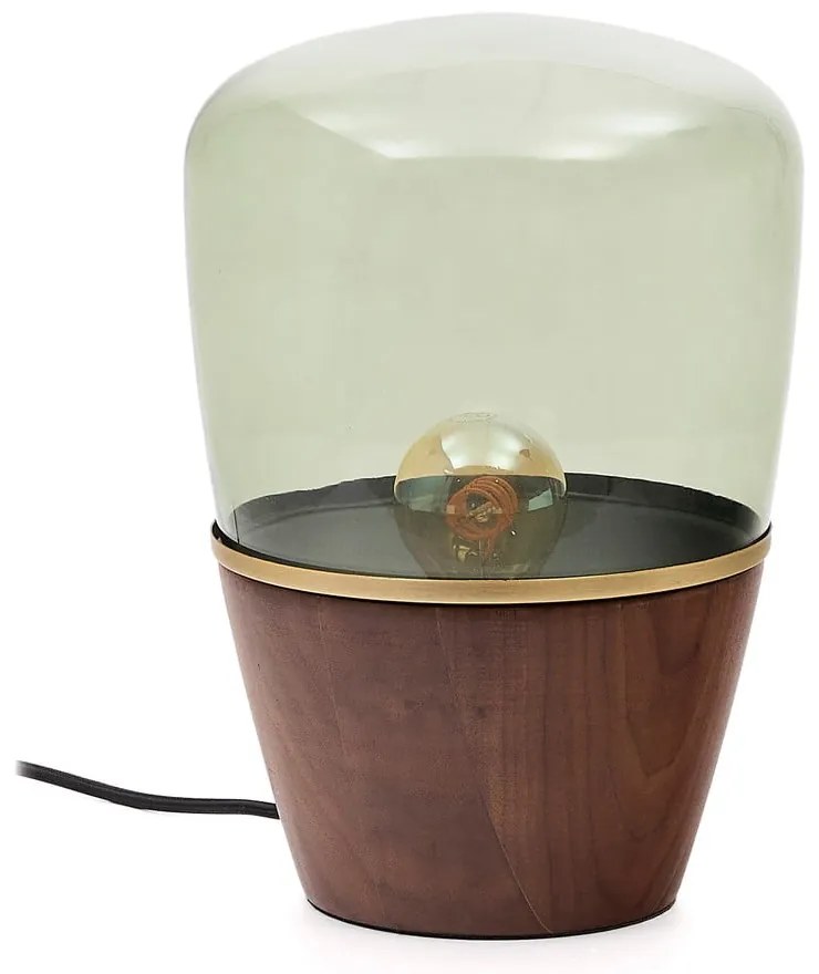 Zöld-sötét natúr színű asztali lámpa üveg búrával (magasság 30 cm) Silex – Kave Home