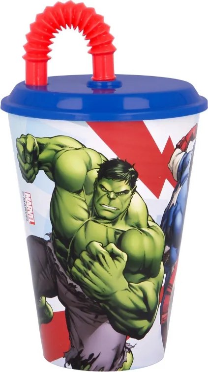 Bosszúállók Rolling Thunder szívószálas pohár, műanyag 430 ml