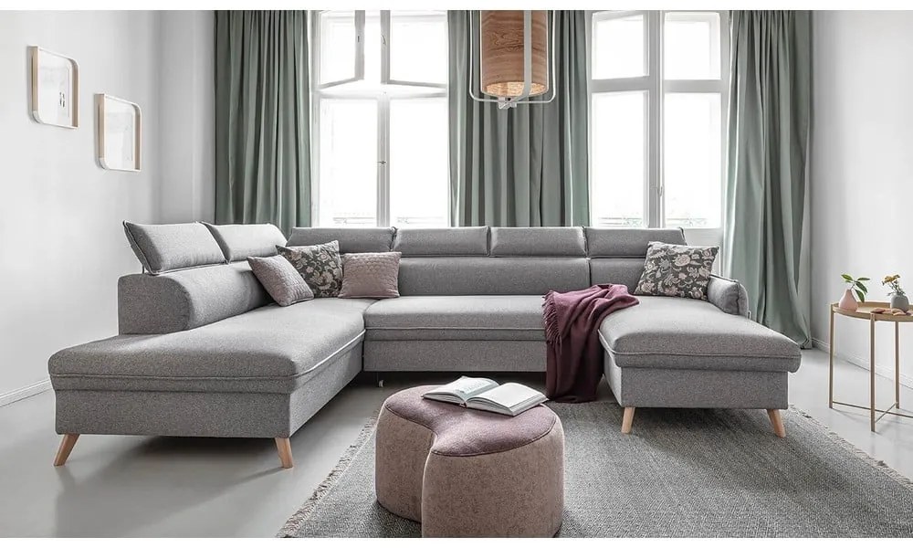 Világosszürke kinyitható sarokkanapé (bal oldali) Sweet Harmony – Miuform